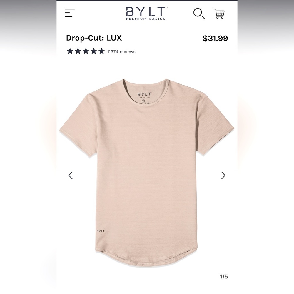 NWT BYLT Premium Basics Drop Cut Lux Mens XL Tan